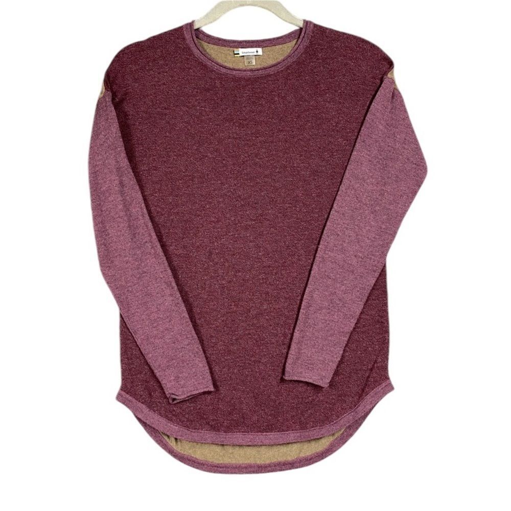 Smartwool Shadow Pine Colorblock Crew Sweater Argyle Purple Heather Sz XS